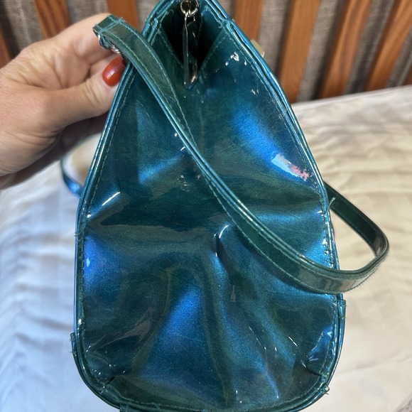 Vintage Shiny Plastic Y2K Style Women's Bag purse strap Turquoise - Picture 6 of 14